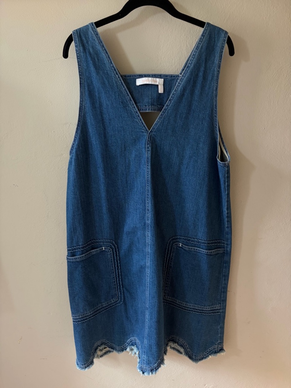 See by Chloe Scalloped Denim Jumper Dress